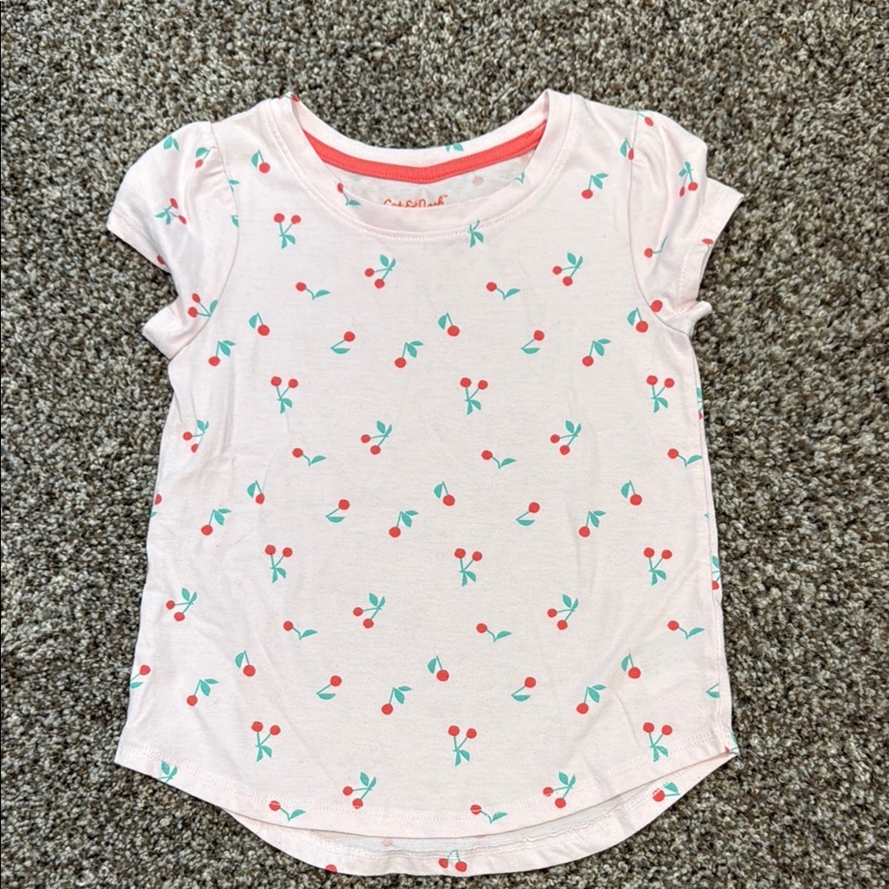 Cherry Print Kids Shirt - Pink